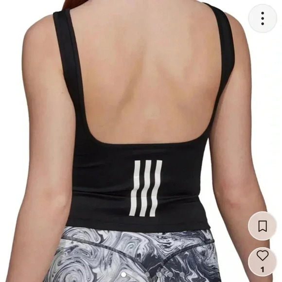 Adidas Aeroready Hyperglam Training Tank Top Size XS Black Low Scoop Back - Picture 2 of 9